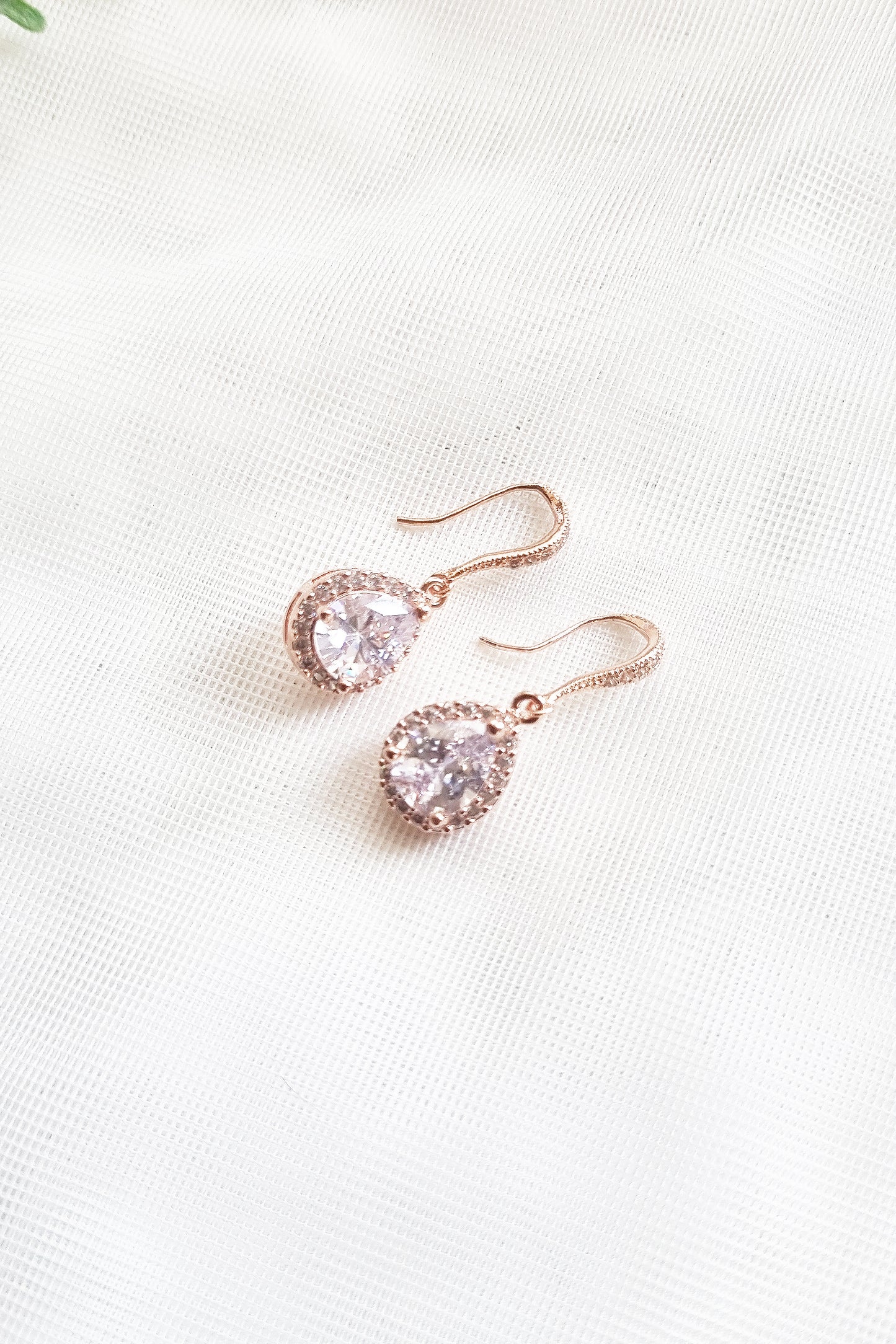 Teardrop CZ Hook Earrings in Gold, Silver, Rose Gold