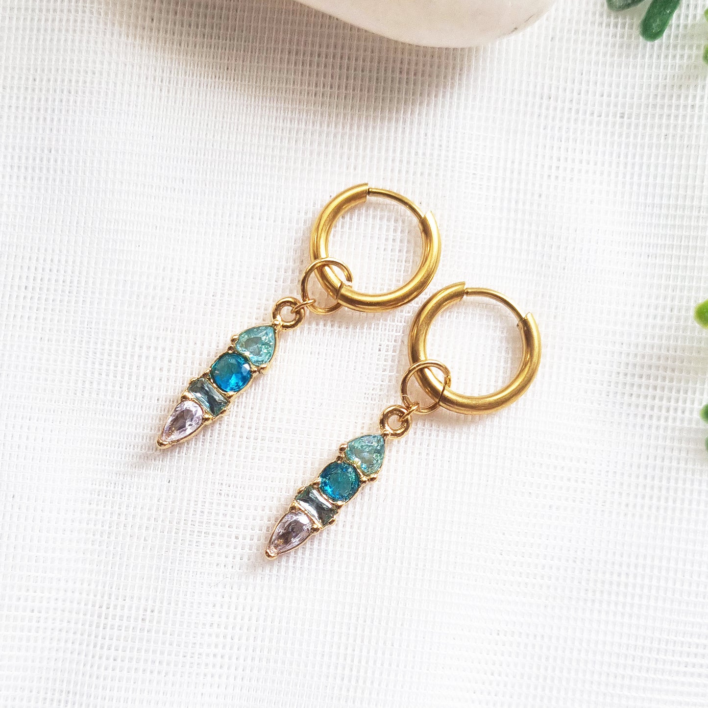 Modern Ombre Birthstone Gold Hoop Earrings