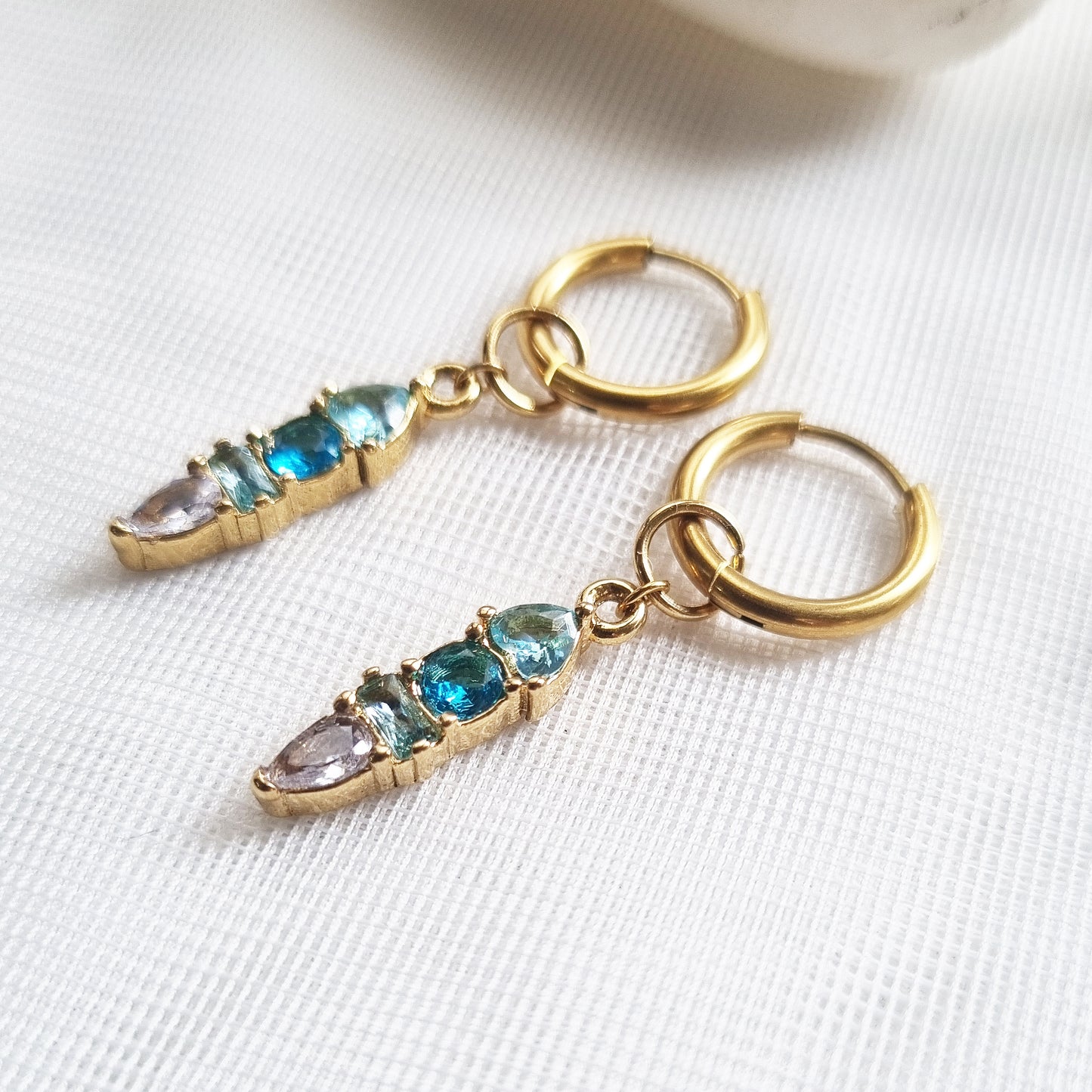 Modern Ombre Birthstone Gold Hoop Earrings