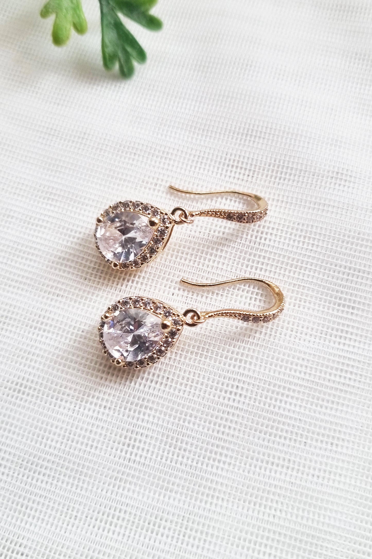 Teardrop CZ Hook Earrings in Gold, Silver, Rose Gold