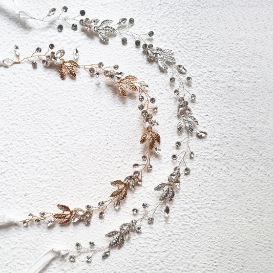 Dainty Leaf Crystal Hair Vine | Bridal