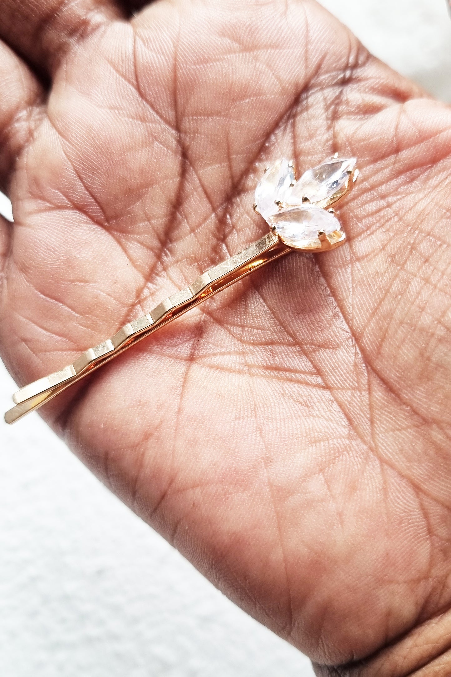 Marquise Crystal Hair Clips Set in Gold, Silver, Rose Gold - 6 pcs