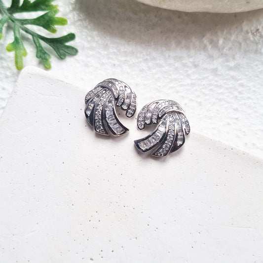 Art Deco Silver CZ Earrings