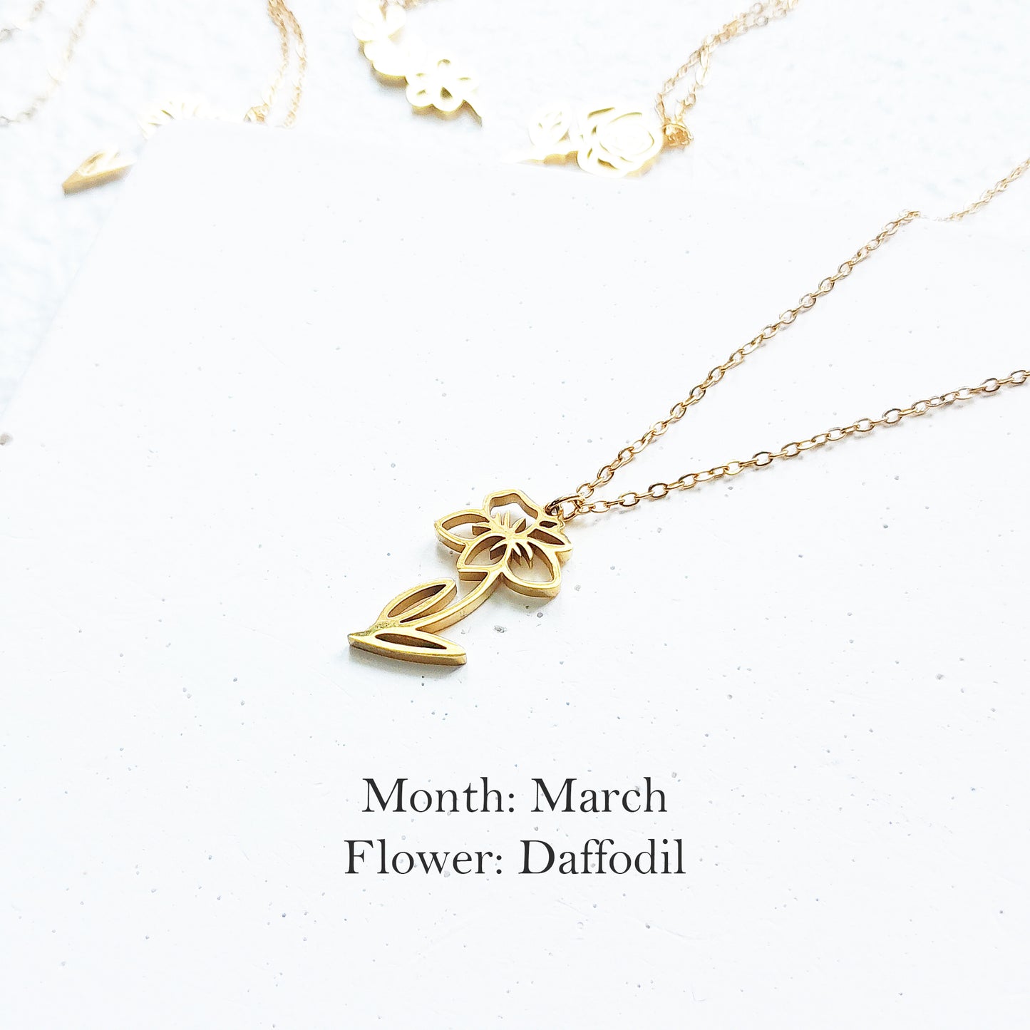 Birth flower necklace, birth month jewelry,