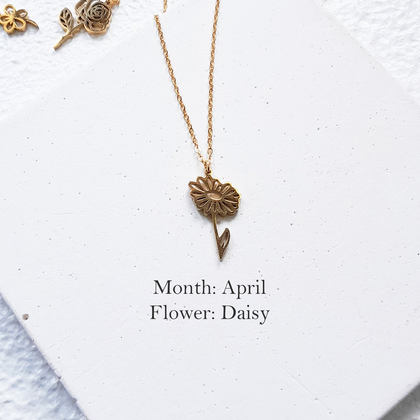 Birth flower necklace, birth month jewelry,