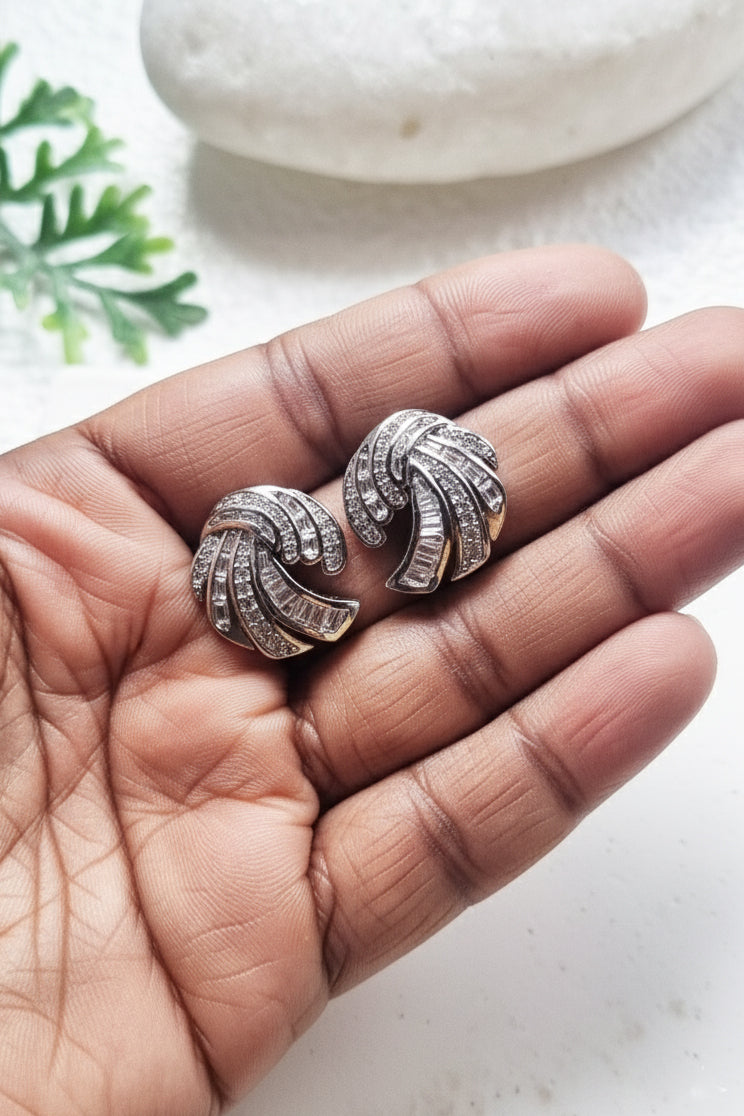 Art Deco Silver CZ Earrings