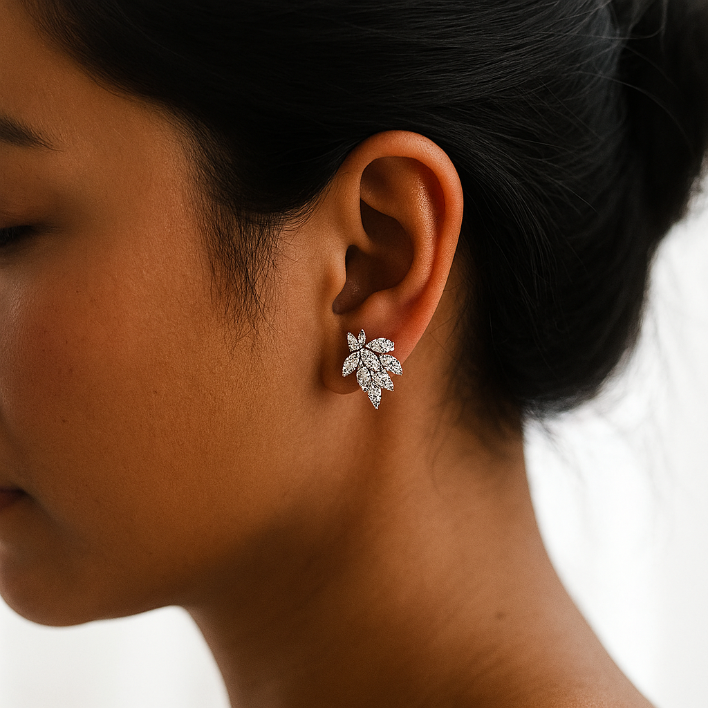 Dainty Silver Marquise Stud Earrings