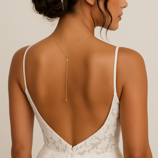 Minimal backdrop necklace, Y chain, back jewelry
