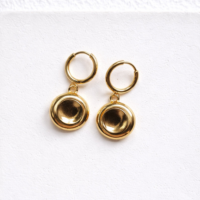 Gold Disc Charm Hoop Earrings | Tarnish-Free 18k Gold