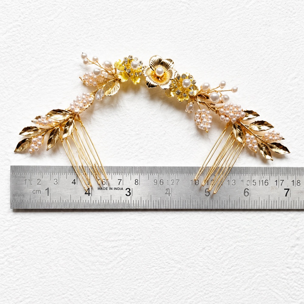 Gold Metal Flower Bridal Headpiece for Updo Finished With Comb