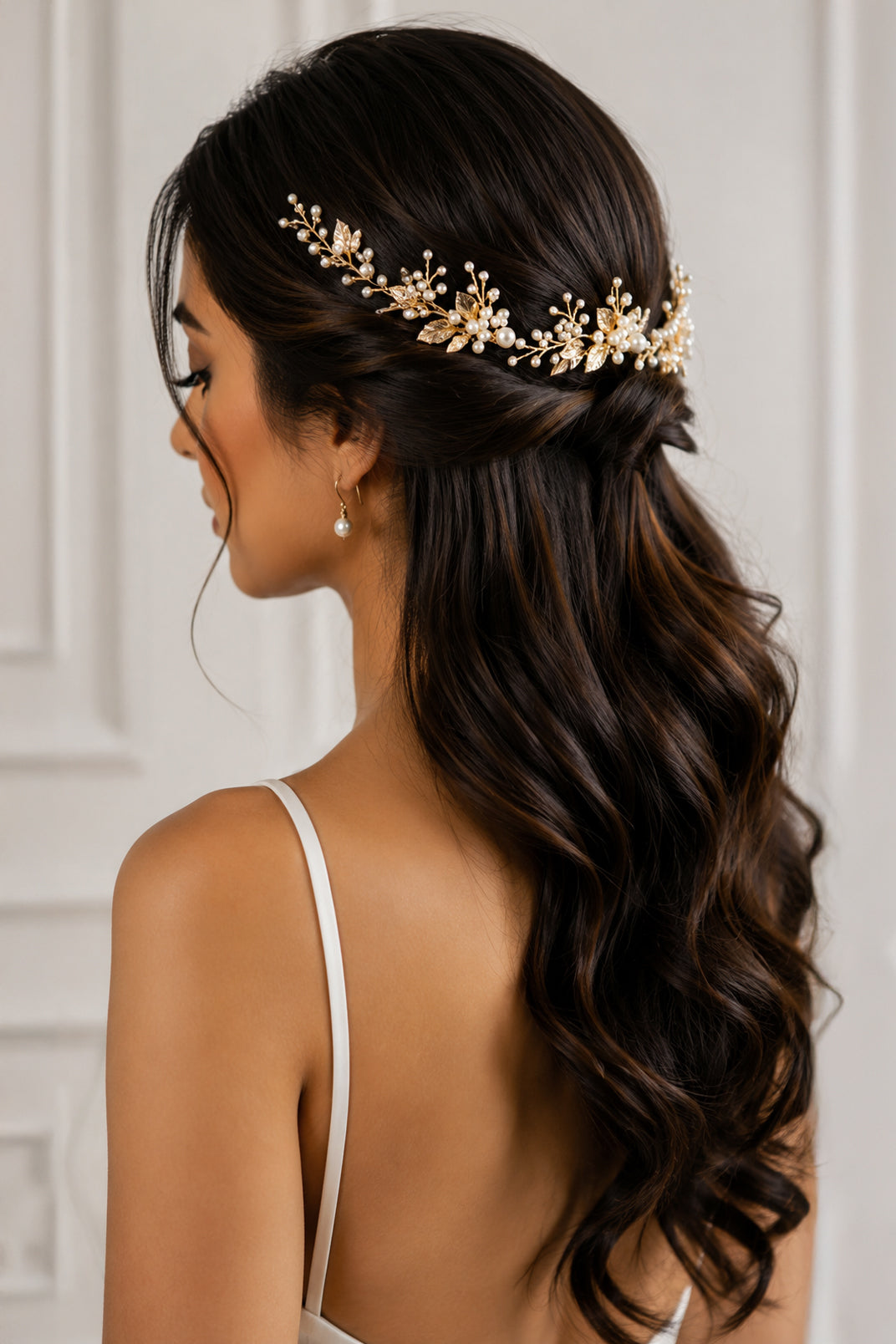 Gold Floral & Pearl Bridal Hair Accessory Set