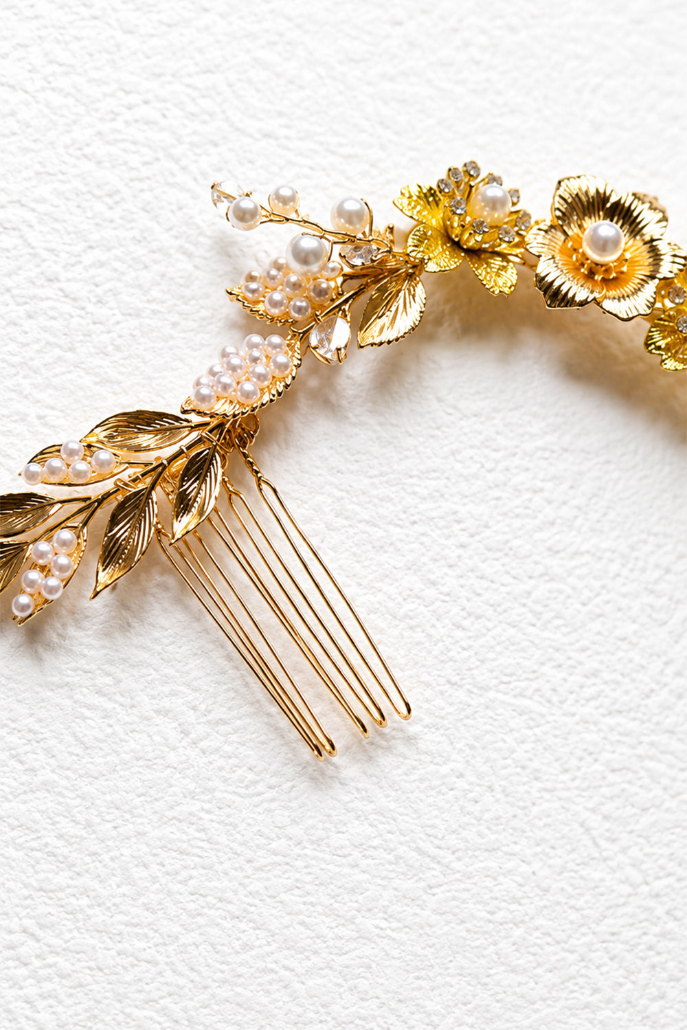 Gold Metal Flower Bridal Headpiece for Updo Finished With Comb