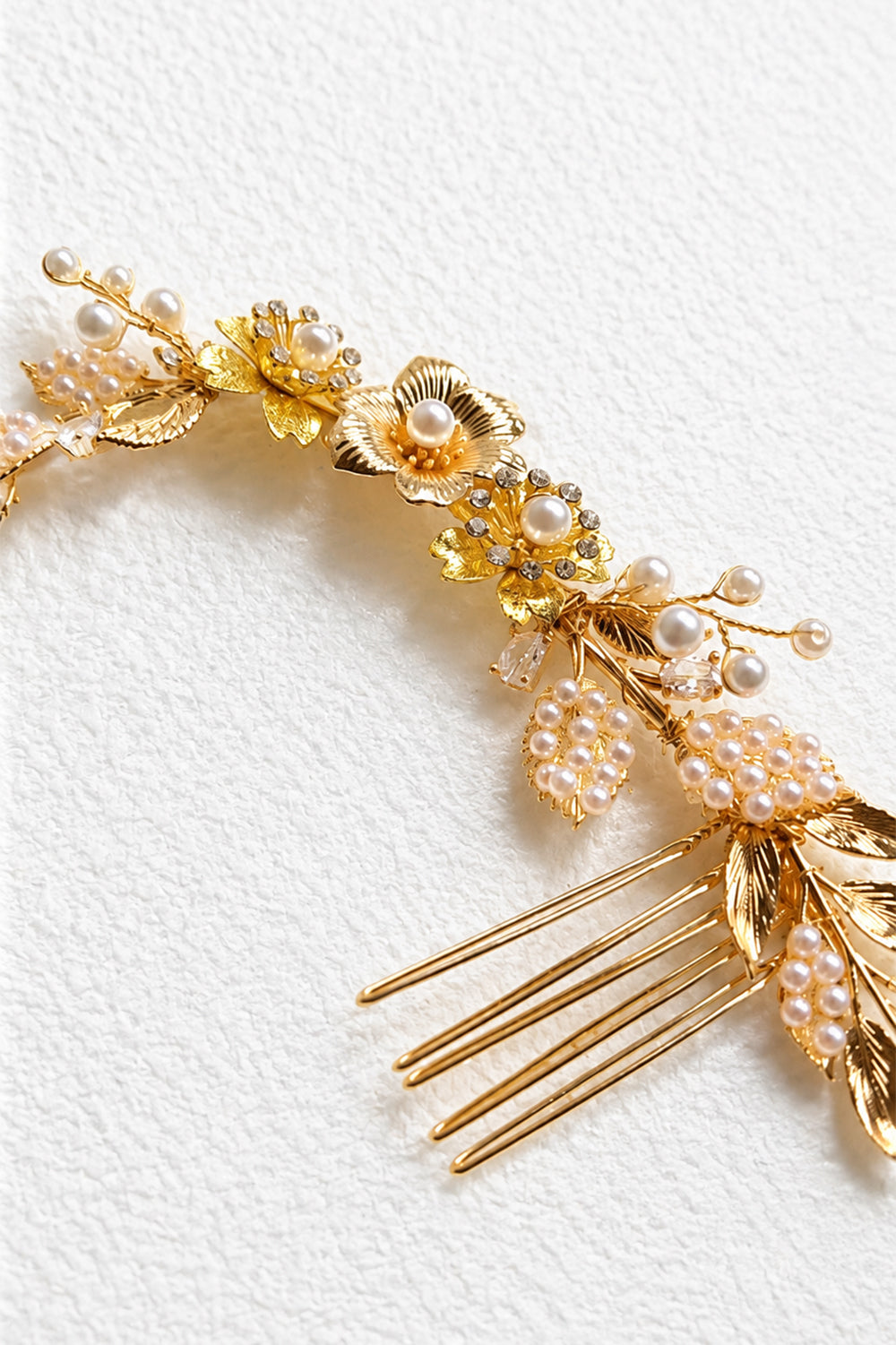 Gold Metal Flower Bridal Headpiece for Updo Finished With Comb