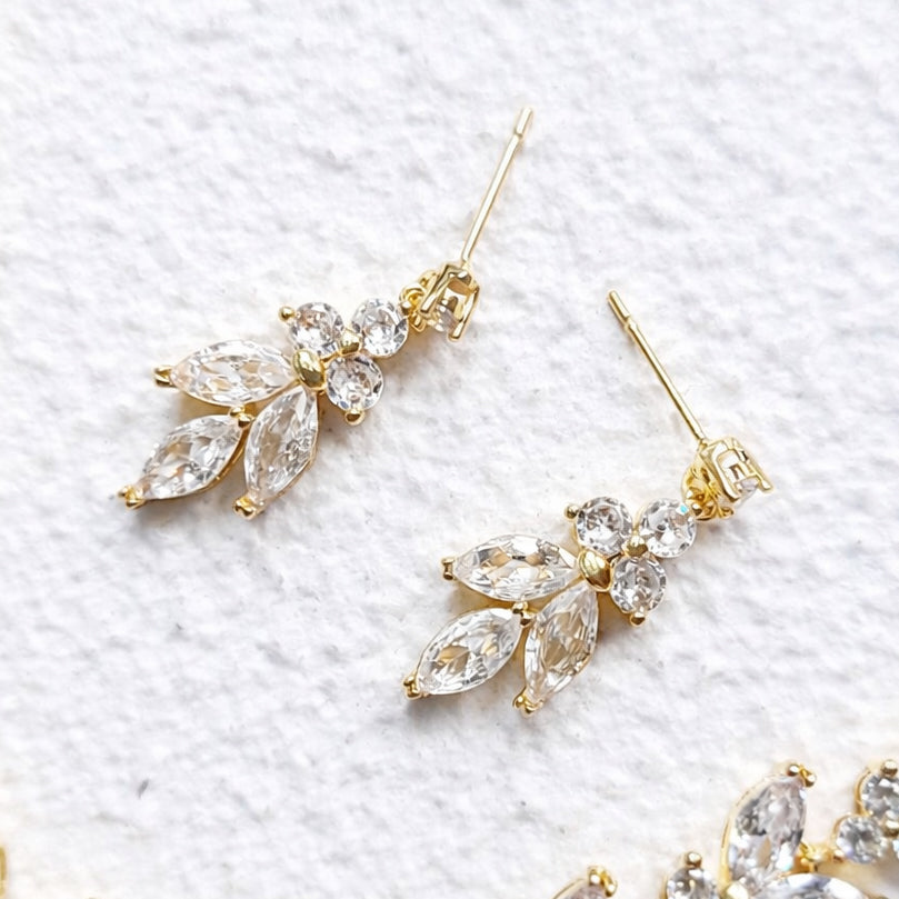 Marquise Crystal Bridal Earrings in Gold and Silver