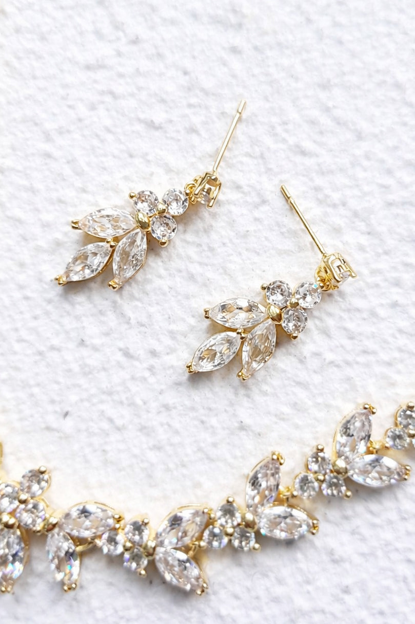 Marquise Crystal Bridal Earrings in Gold and Silver