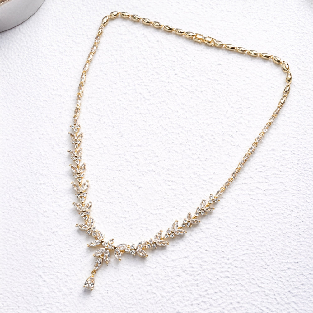 Marquise Crystal Bridal Necklace in gold and silver