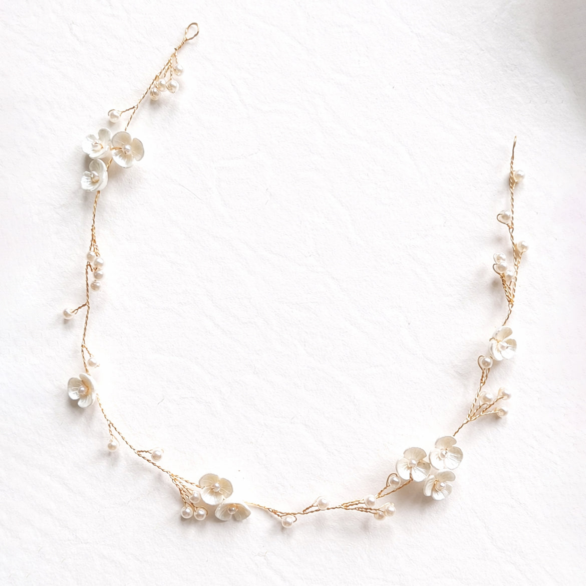 Minimalist Gold Flower Headband with Pearls for Brides, Bridesmaids and Flower girls