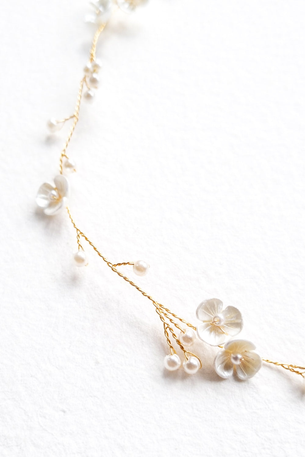 Minimalist Gold Flower Headband with Pearls for Brides, Bridesmaids and Flower girls