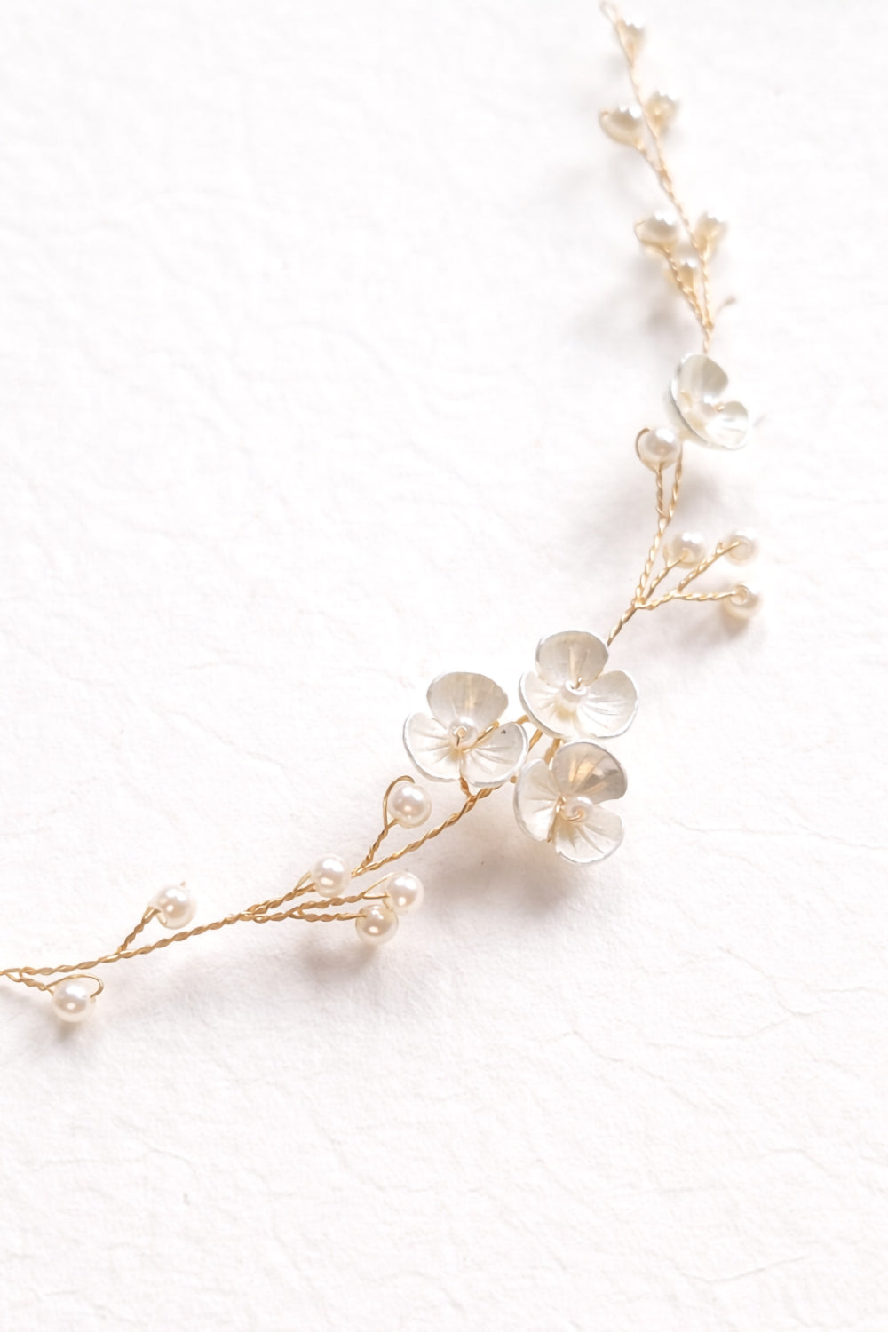 Minimalist Gold Flower Headband with Pearls for Brides, Bridesmaids and Flower girls