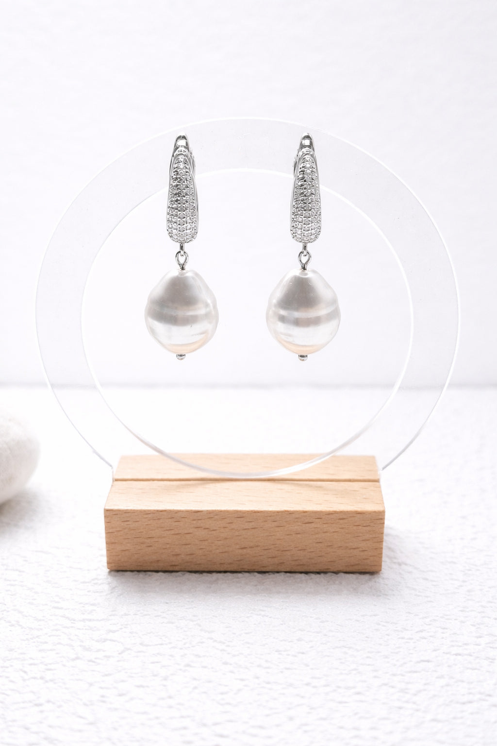 Modern Baroque Pearl Drop Earrings with Cubic Zirconia