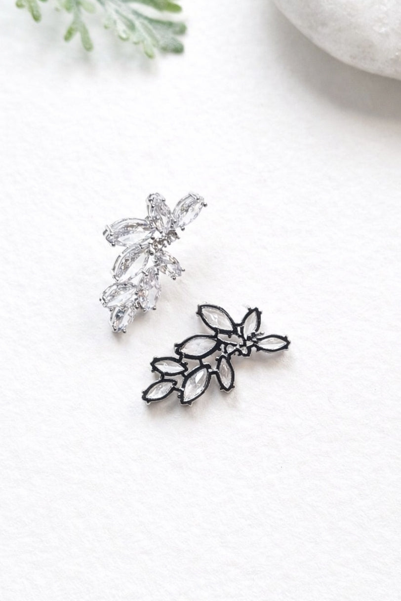 Romantic Crystal Bridal Stud Earrings Silver