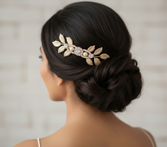 Pearl and crystal bridal hair comb gold, art deco bridal hair accessories