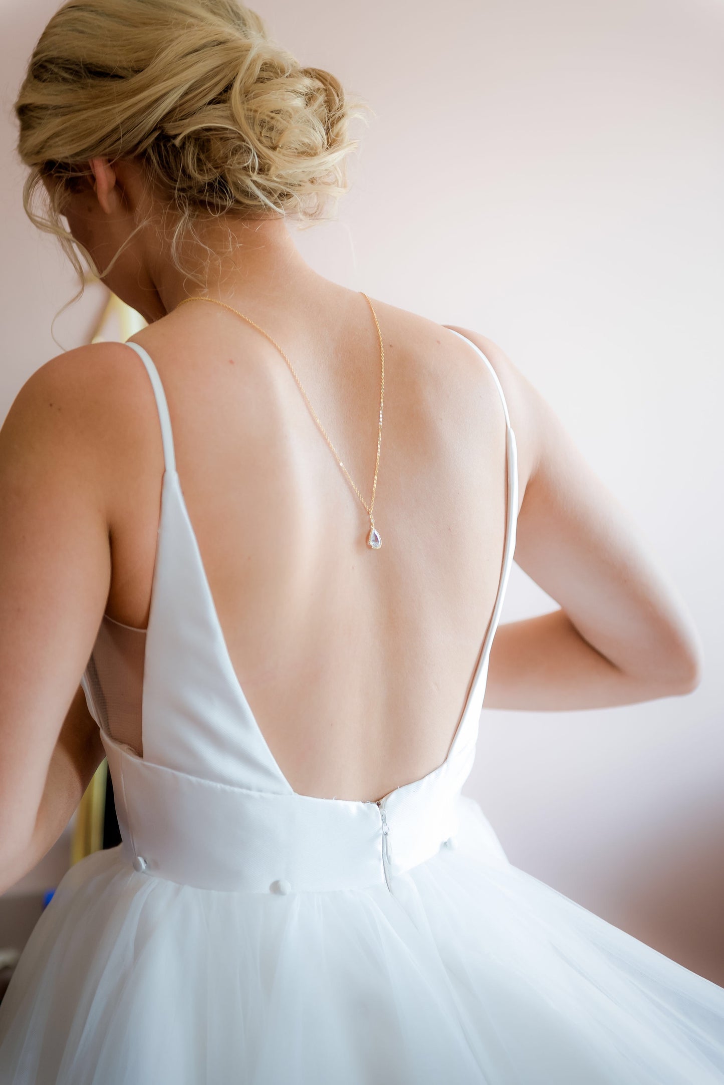 Bridal backdrop necklace - gold, silver and rose gold