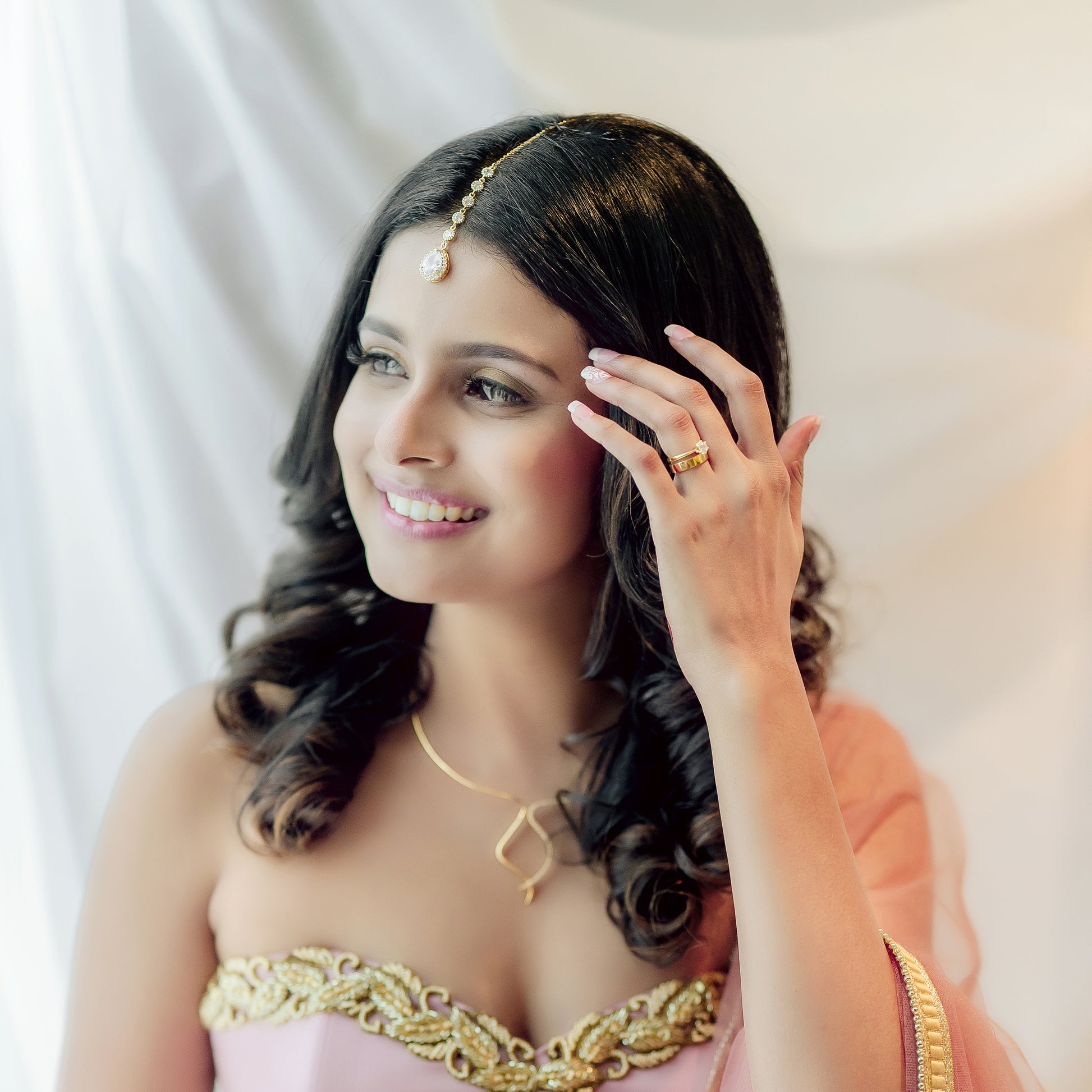 Crystal maang tikka in gold, silver and rose gold, boho bridal ethnic hair jewelry 