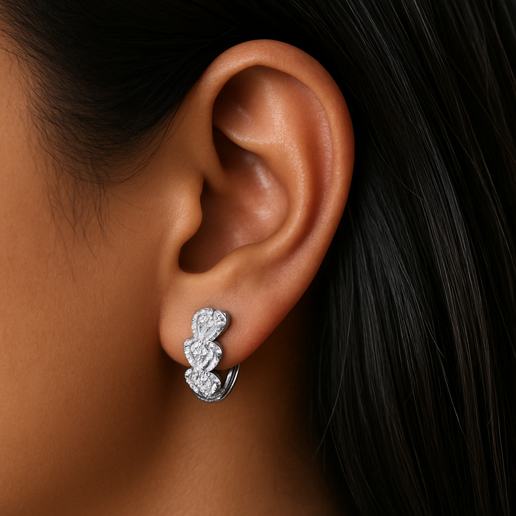 Dainty Silver Heart Hoop Earrings