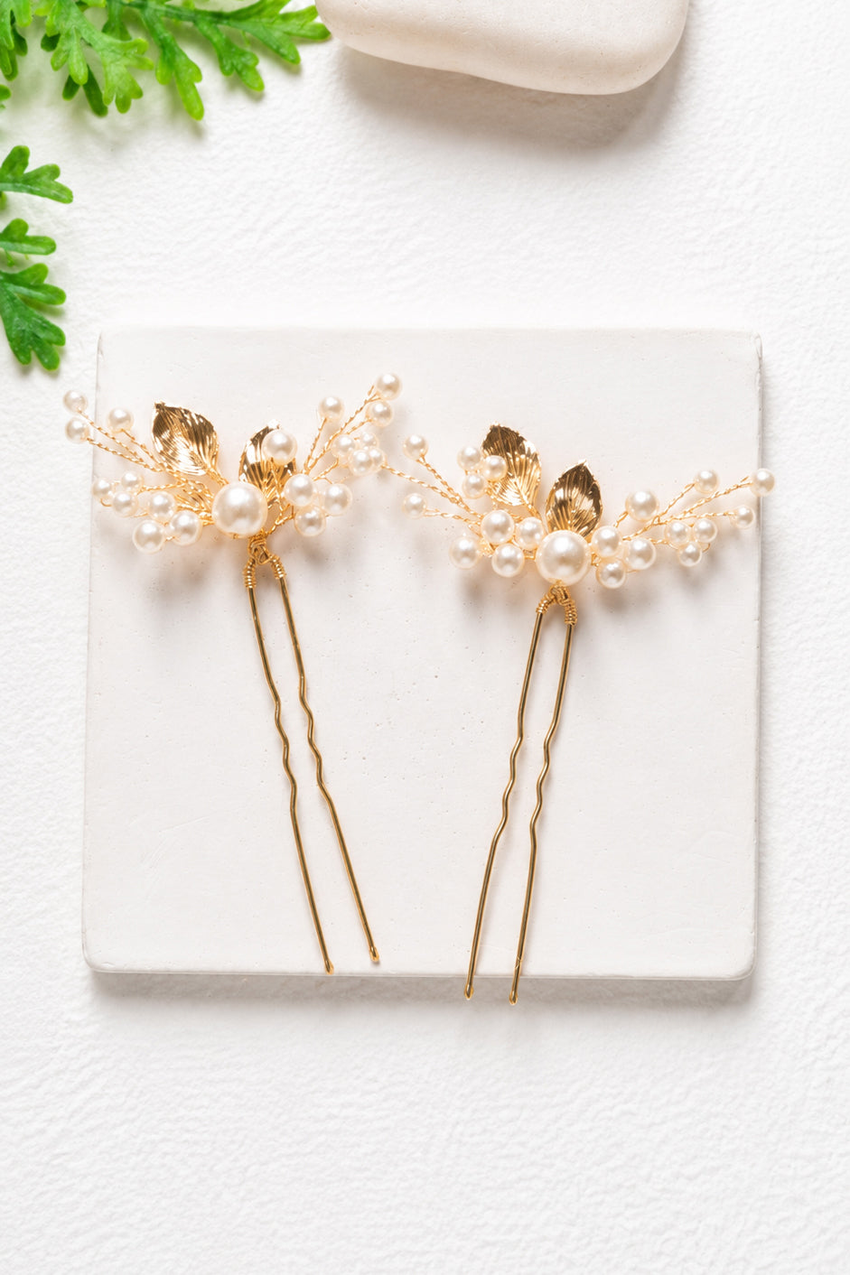 Gold Floral & Pearl Bridal Hair Accessory Set