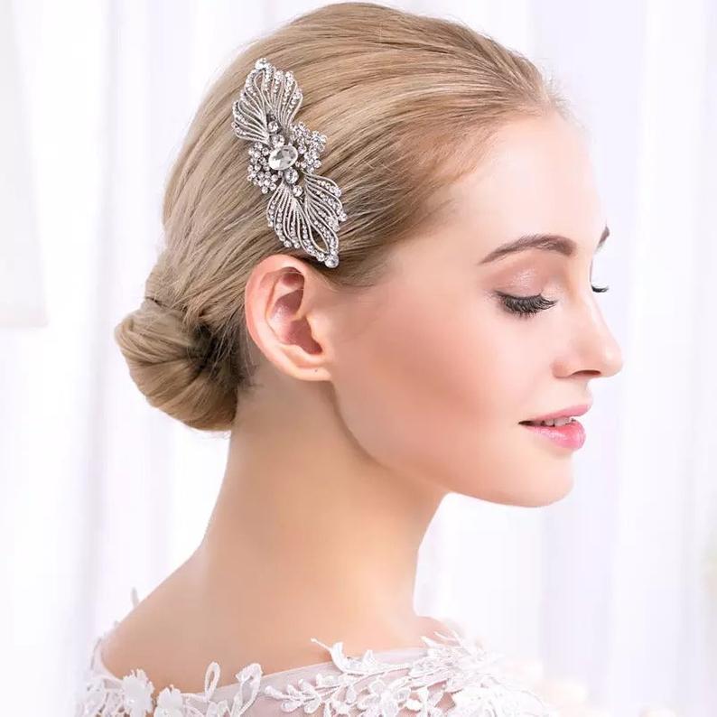 silver bridal hair comb