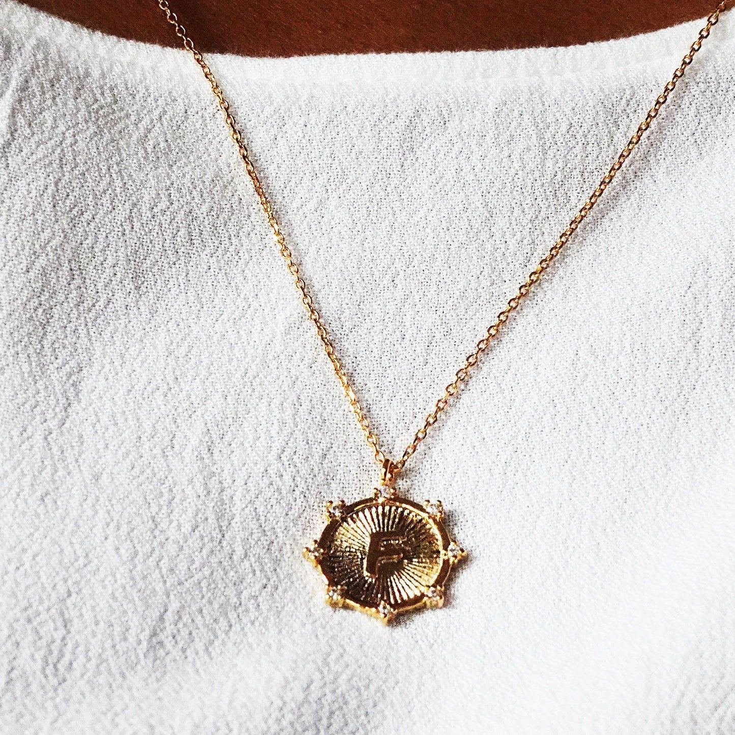 Gold letter necklace, custom personalized vintage style initial monogram jewelry