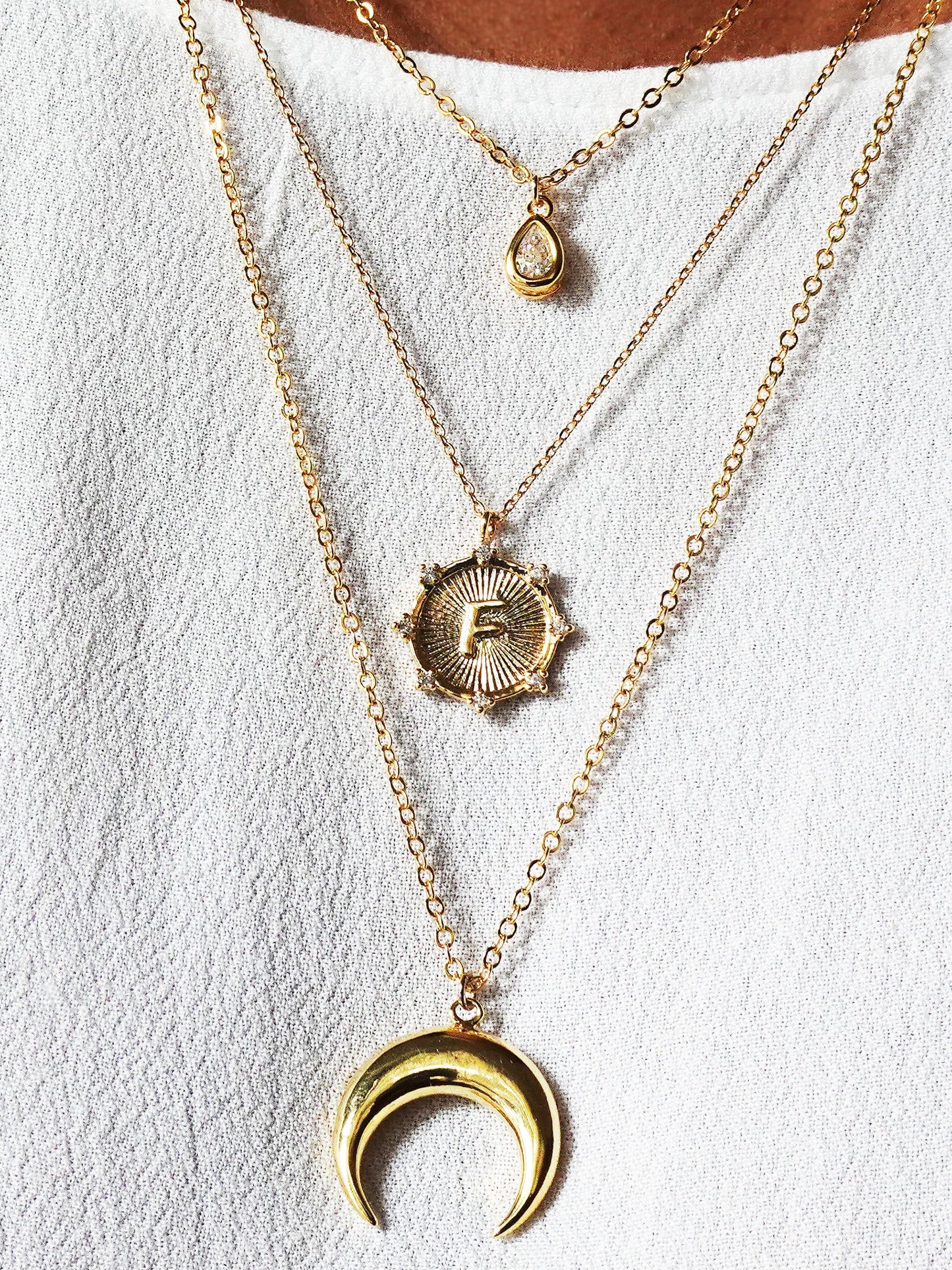 Gold letter necklace, custom personalized vintage style initial monogram jewelry