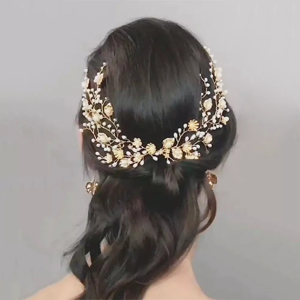 Pearl bridal hair vine and floral hair pins, statement bridal hair accessory