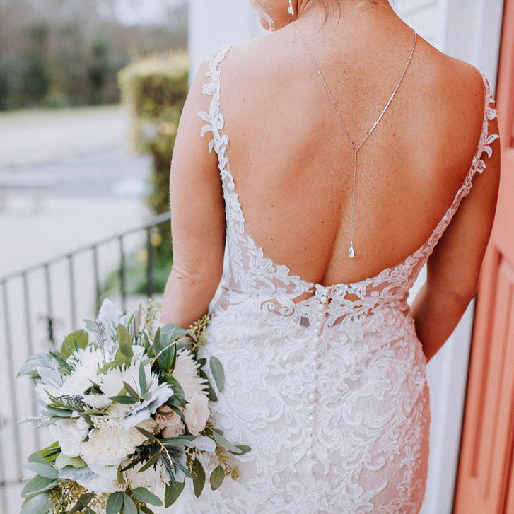 back necklace for wedding dress, long back necklace