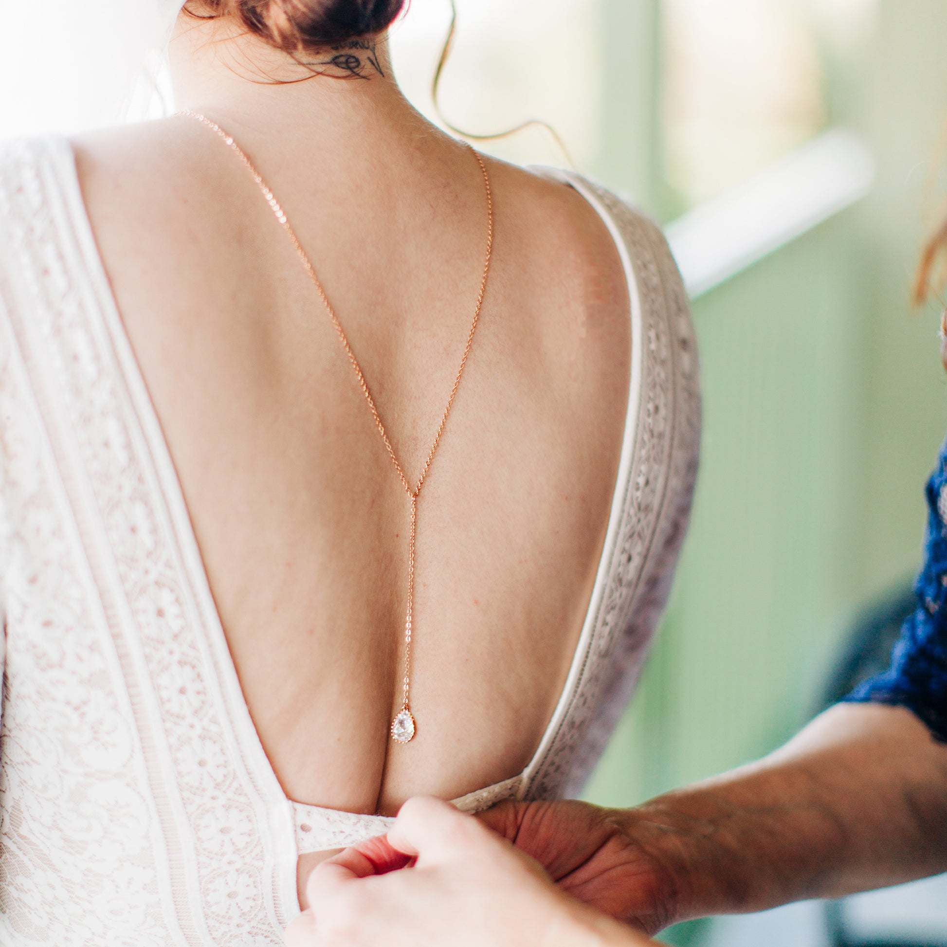 back necklace for wedding dress, long back necklace