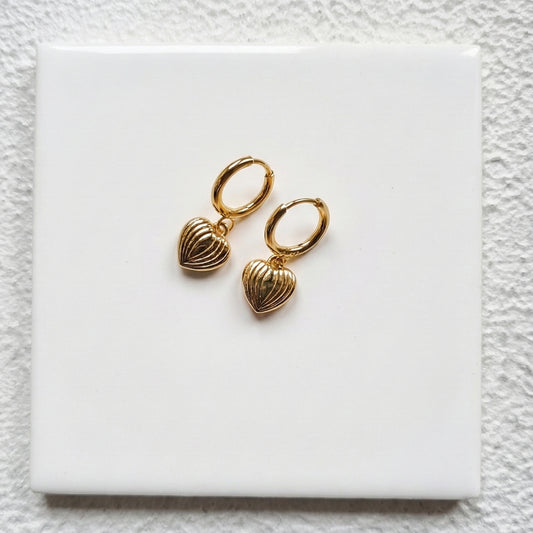 Seed Pod Heart Gold Hoop Earrings | Tarnish-Free 18k Gold